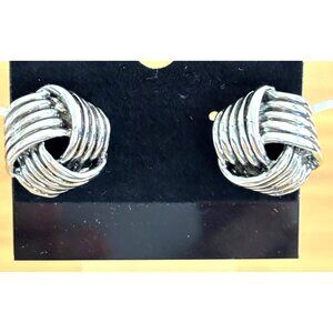 Silver-Tone Knot Design Stud Earrings For Women